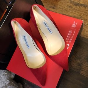 MANOLO BLAHNIK Red Suede 90 BB Pumps Heels 40